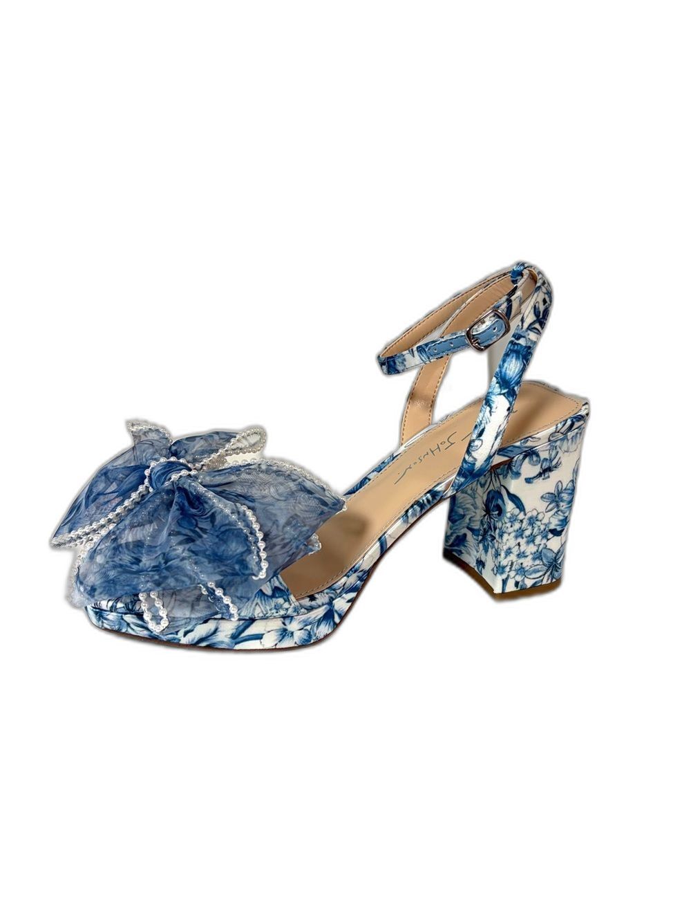 Betsey Johnson Women's Blue Duke Platform Dress Sandal w/ Bow Size 7.5.